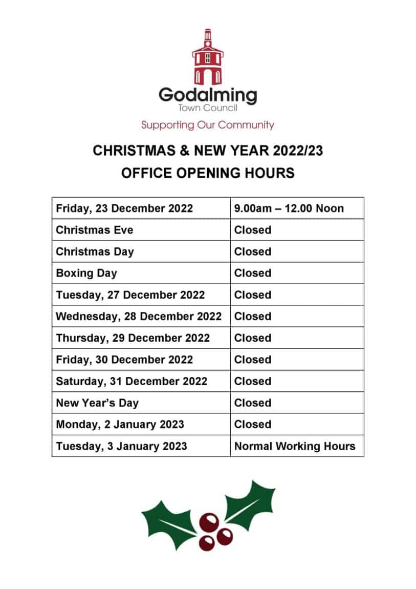 Christmas & New Year Office Opening Hours